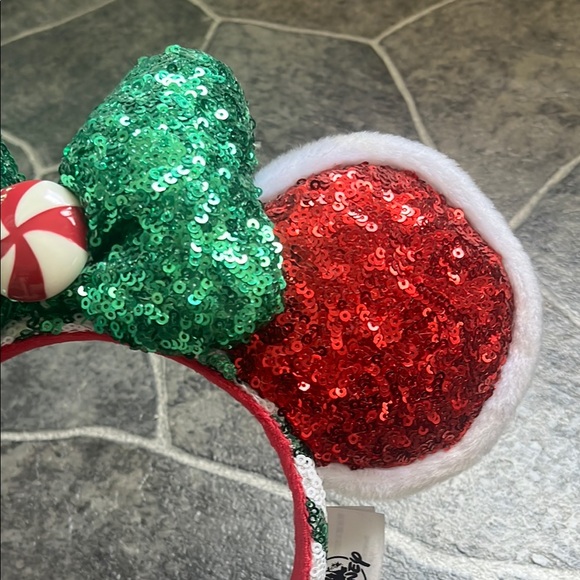 Disney Christmas Peppermint Sequin Minnie Mouse Ears Headband - Picture 5 of 6